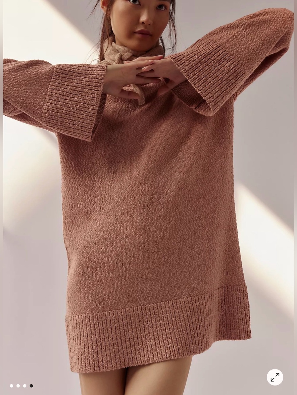 Free People Melanie Sweater Tunic Size Large in Colour Taupe